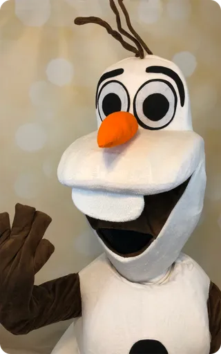 Olaf the snowman character from Frozen in full costume